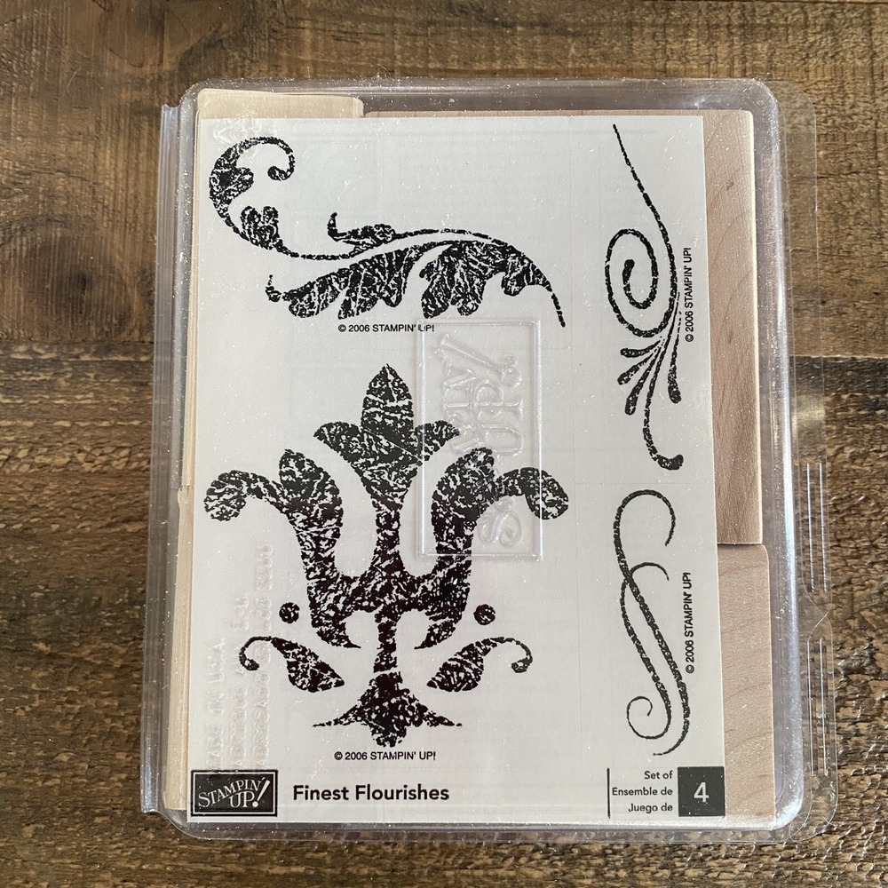 New STAMPIN UP 2006 Finest Flourishes Scroll Damask Set of 4 Stamps